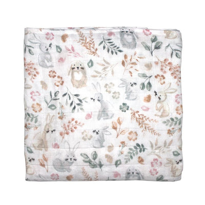 Mister Fly Muslin Wrap - Whimsical Leafy Bunny