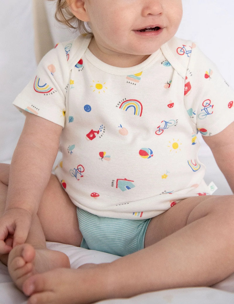 Purebaby Easy Neck Tee & Nappy Cover - Adopt Change Print