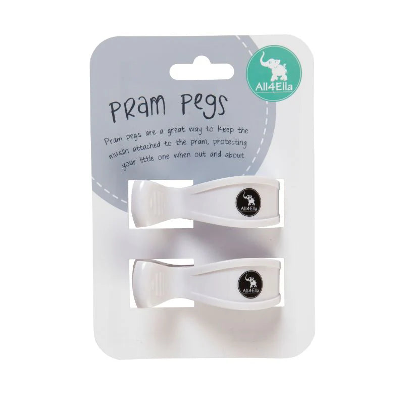 All 4 Ella Pram Pegs 2 Pack - White