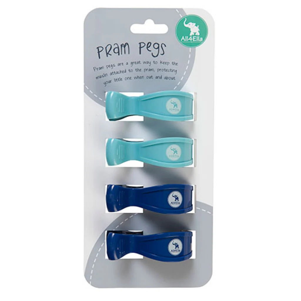 All 4 Ella Pram Pegs 4 Pack - Blue/Navy