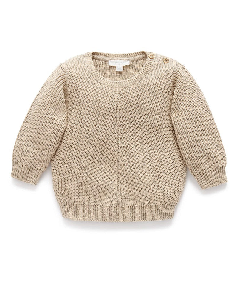 Purebaby Classic Rib Jumper - Camel Melange