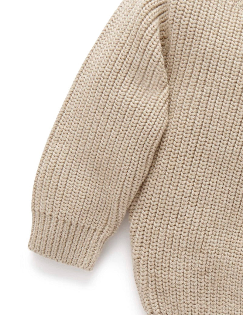 Purebaby Classic Rib Jumper - Camel Melange