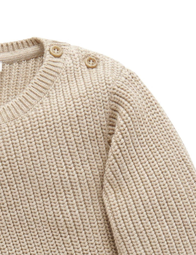 Purebaby Classic Rib Jumper - Camel Melange