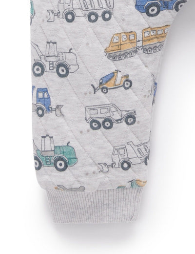 Purebaby Quilted Slouchy Track Pant - Snow Vehicle Print