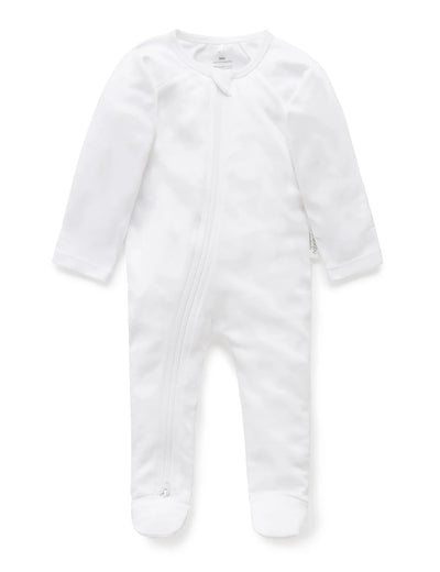 Purebaby Organic Zip Growsuit - White