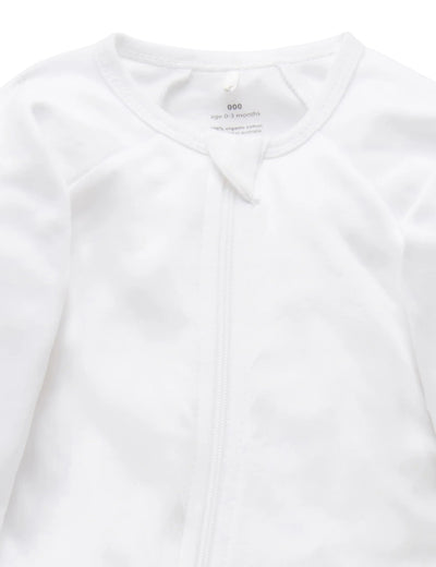 Purebaby Organic Zip Growsuit - White