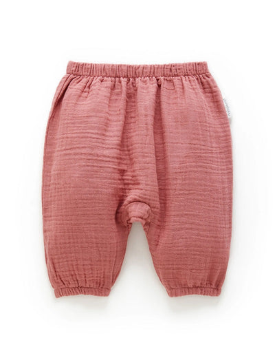 Purebaby Crinkle Slouch Pants - Crabapple