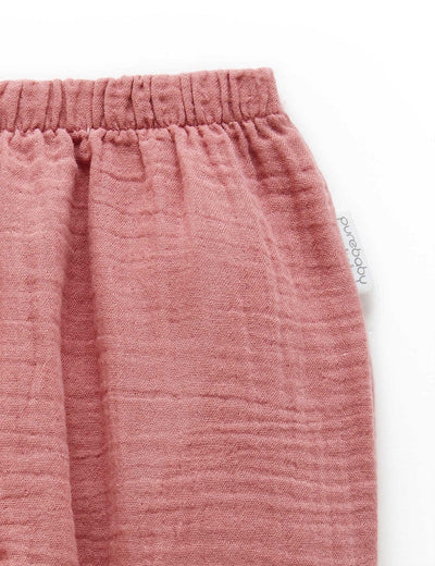 Purebaby Crinkle Slouch Pants - Crabapple