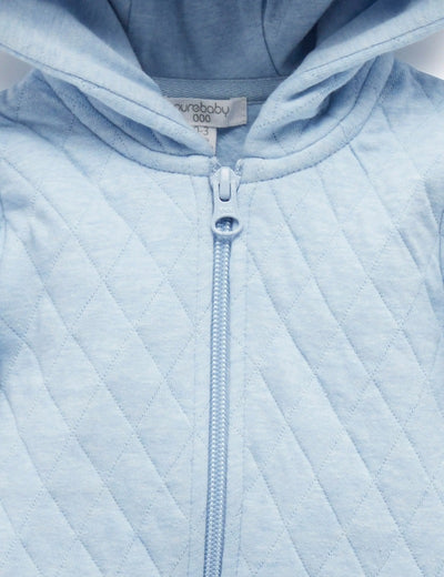 Purebaby Organic Quilted Growsuit - Soft Blue Melange