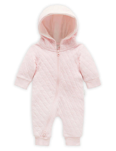 Purebaby Organic Quilted Growsuit - Soft Pink Melange