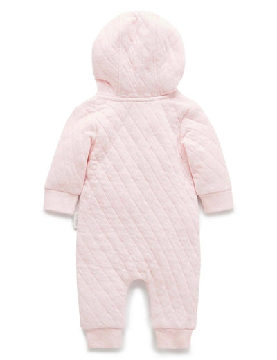 Purebaby Organic Quilted Growsuit - Soft Pink Melange