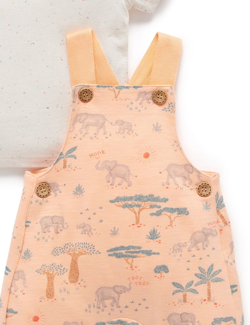 Purebaby Safari Overall Set - Elephant Herd Print