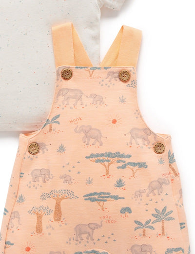 Purebaby Safari Overall Set - Elephant Herd Print