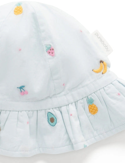 Purebaby Fruity Embroidered Sunhat - Fruity Broderie