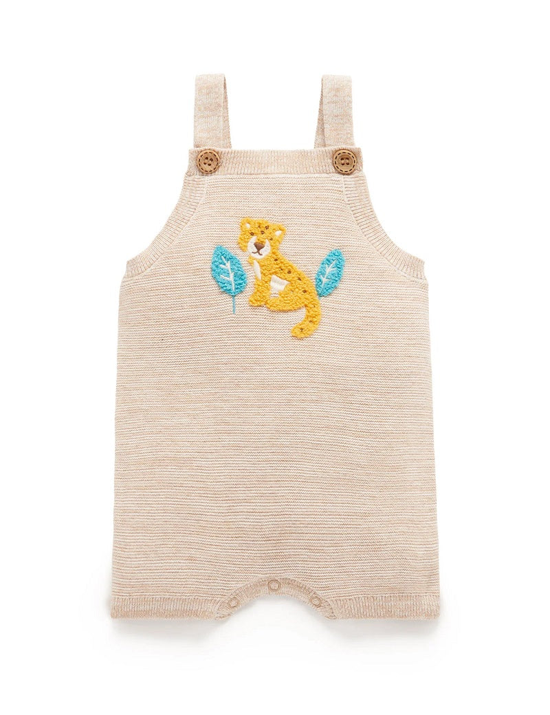 Purebaby Knitted Overall - Sand Melange Twisted With Cloud