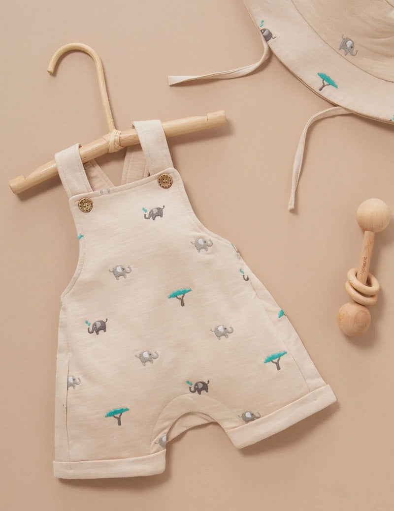 Purebaby Broderie Overall - Elephant Broderie