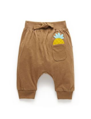 Purebaby Slouchy Pants - Pineapple Print/Coconut