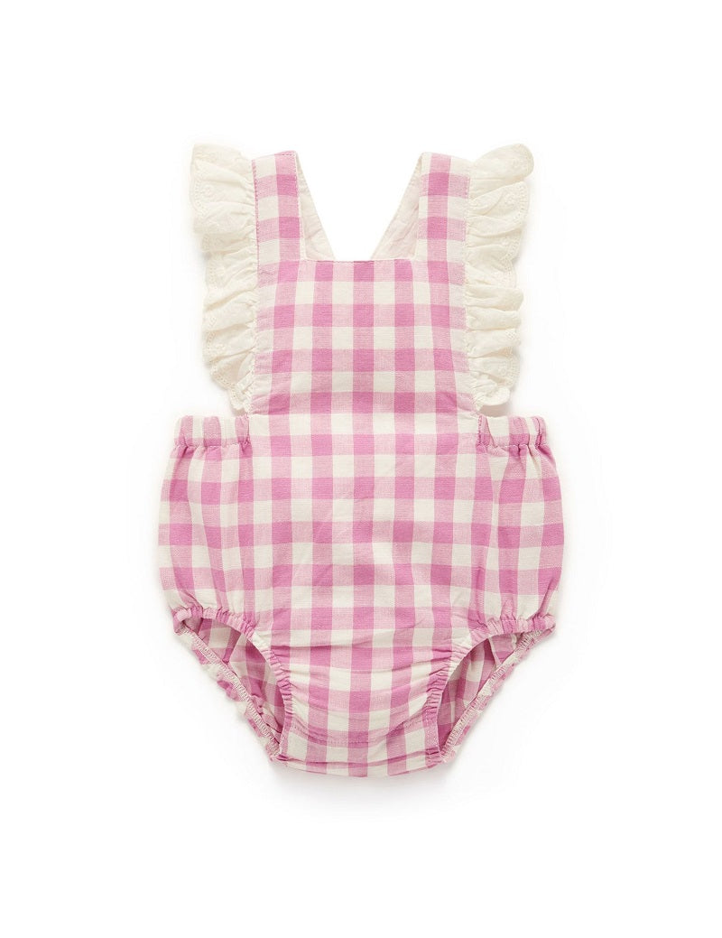 Purebaby Gingham Bodysuit - Fig Gingham