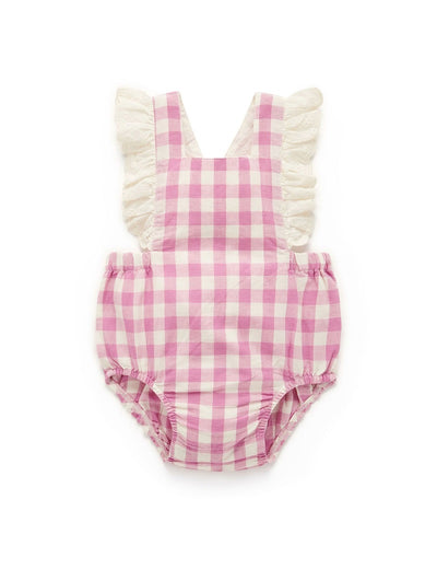 Purebaby Gingham Bodysuit - Fig Gingham