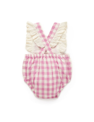 Purebaby Gingham Bodysuit - Fig Gingham