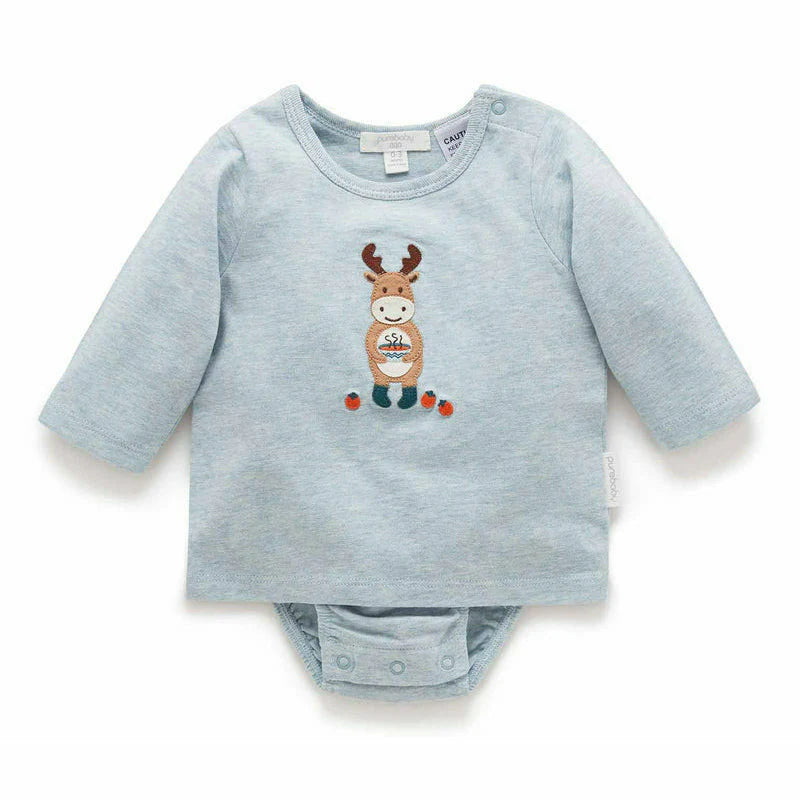 Purebaby Tee Shirt Bodysuit - Fennel Melange