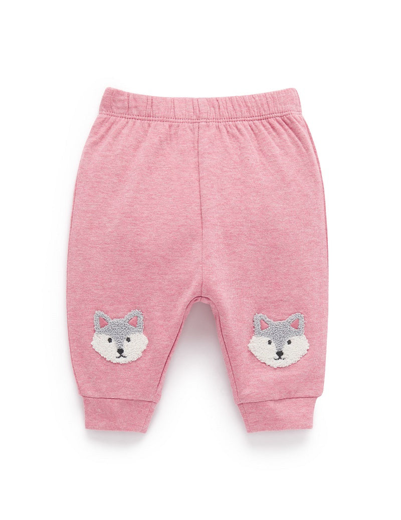 Purebaby Animal Knee Patch Legging - Beetroot Melange