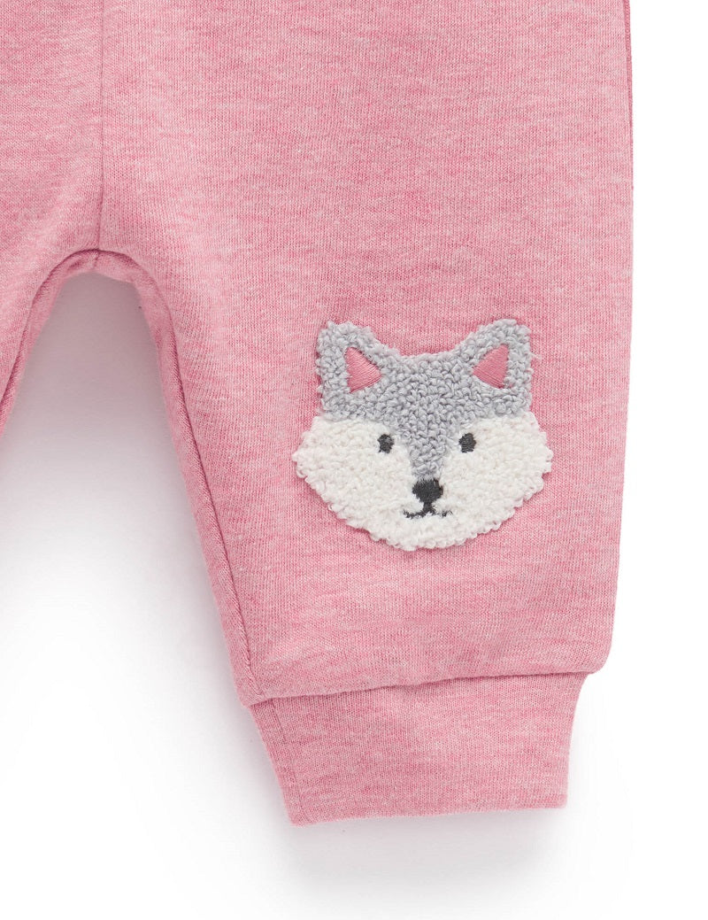 Purebaby Animal Knee Patch Legging - Beetroot Melange