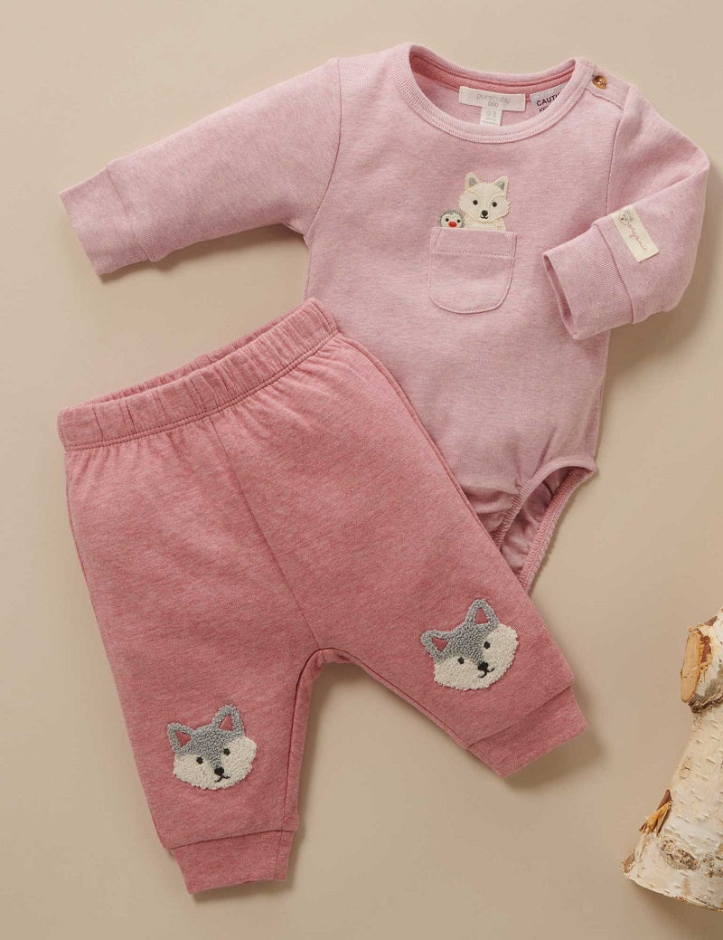 Purebaby Animal Knee Patch Legging - Beetroot Melange