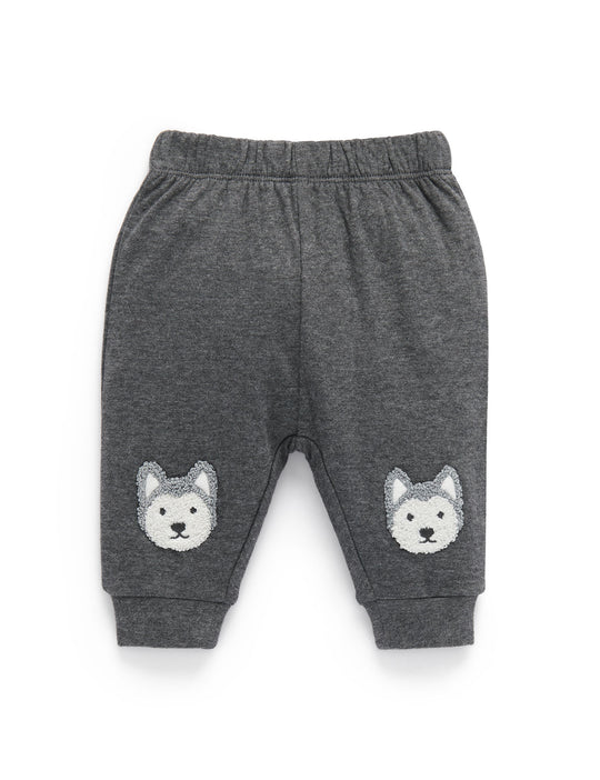 Purebaby Animal Knee Patch Legging - Granite Melange