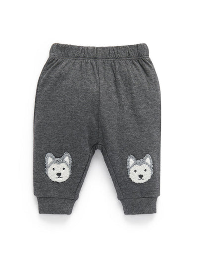 Purebaby Animal Knee Patch Legging - Granite Melange