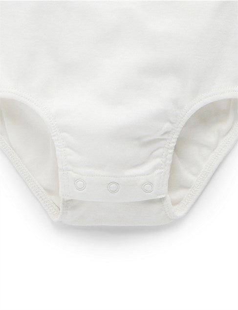 Purebaby Handy Bodysuit - Vanilla/Mottled Grey Melange