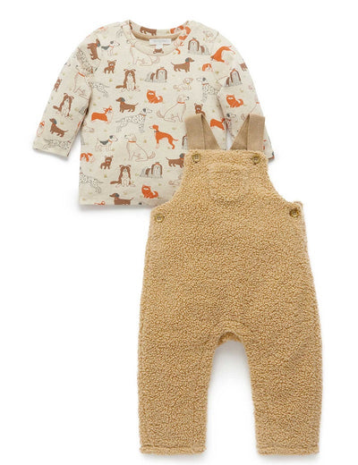 Purebaby Doggy Shearling Overall Set - Doggy Print