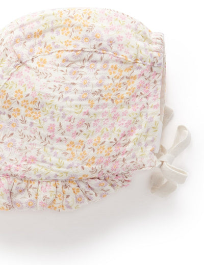 Purebaby Crinkle Bonnet - Wild Flower Print