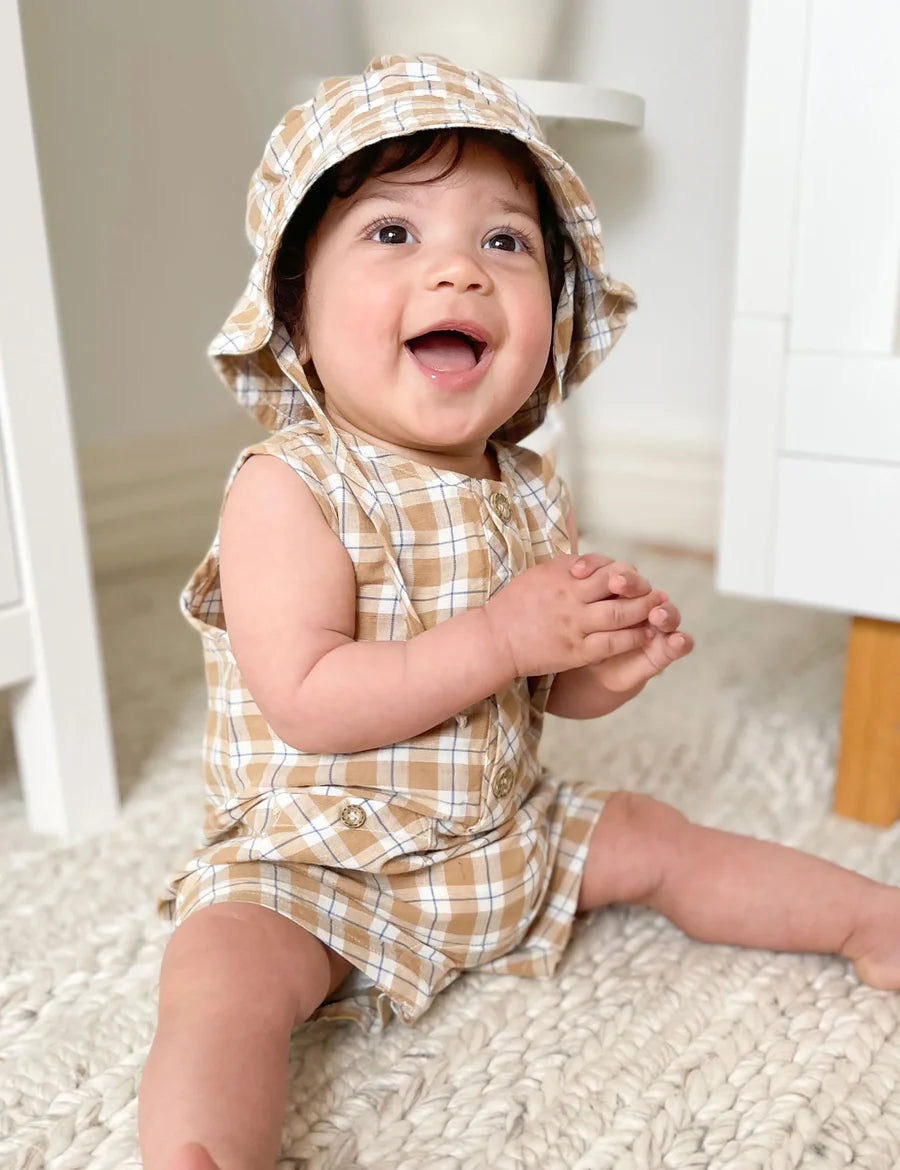 Purebaby Check Romper - Argan Check