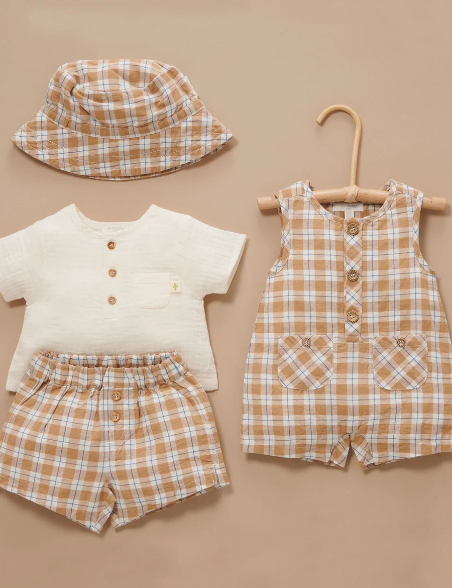 Purebaby Check Romper - Argan Check