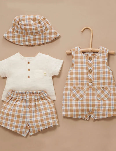 Purebaby Check Romper - Argan Check