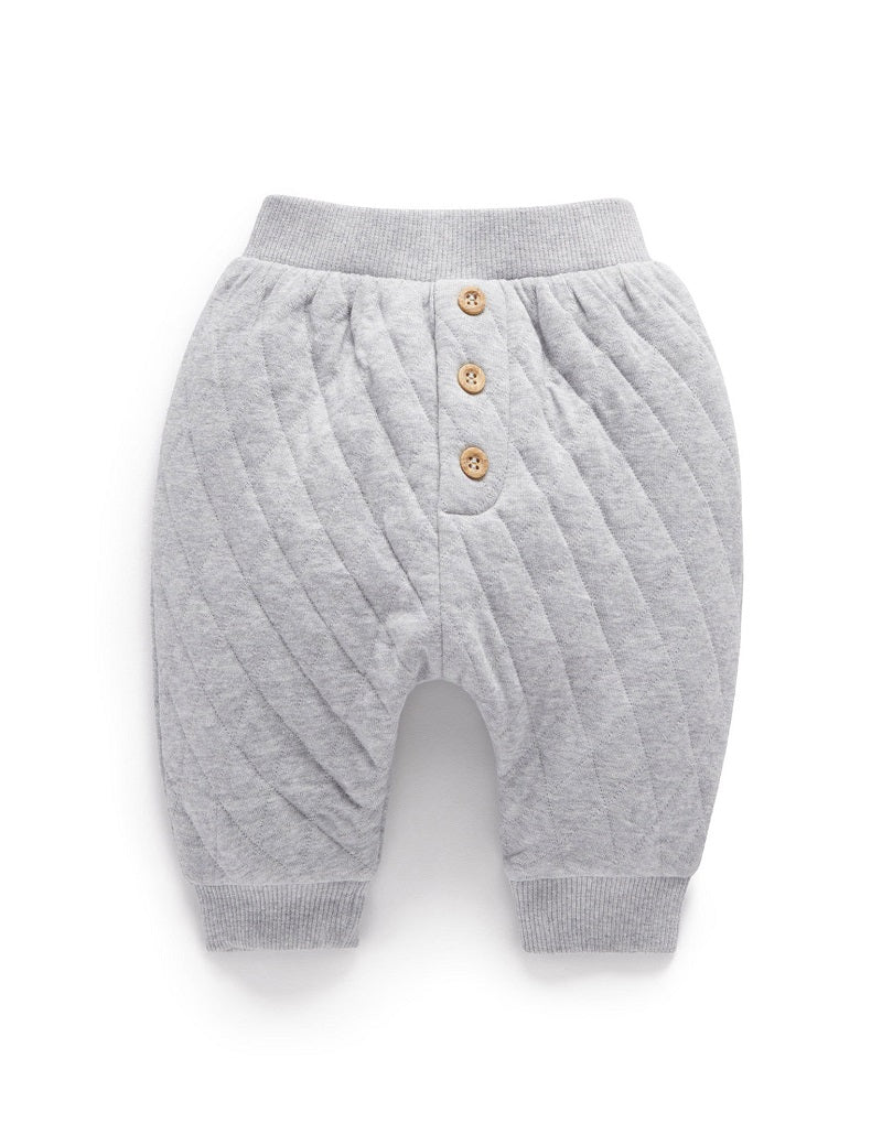 Purebaby Quilted Slouchy Track Pants - Grey Melange