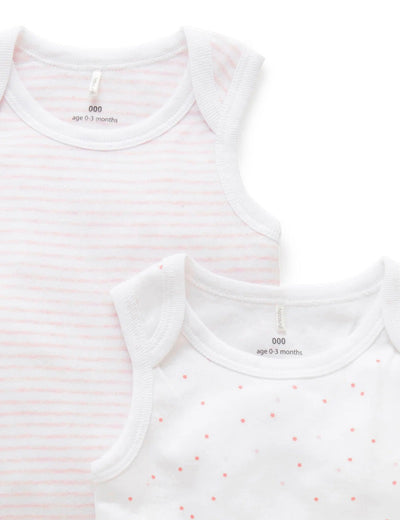 Purebaby Organic 2 Pack Singlet Bodysuit - Pale Pink Pack