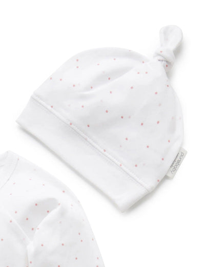 Purebaby Organic 3 Piece Set - Pale Pink Spot