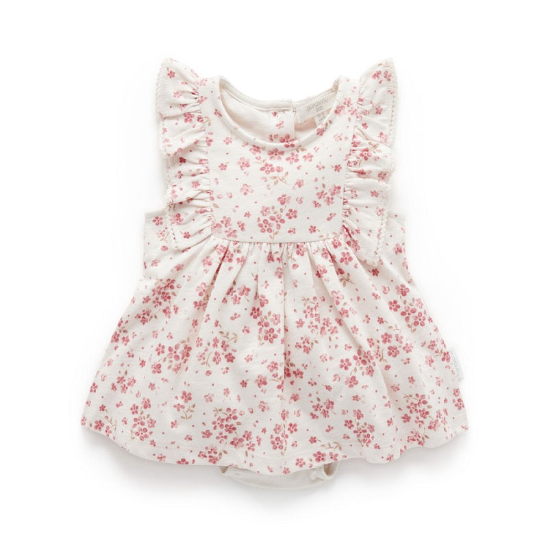 Purebaby Ruffle Dress - Blossom Print