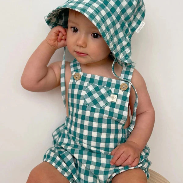 Purebaby Linen Blend Overall - Palm Gingham