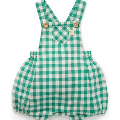 Purebaby Linen Blend Overall - Palm Gingham