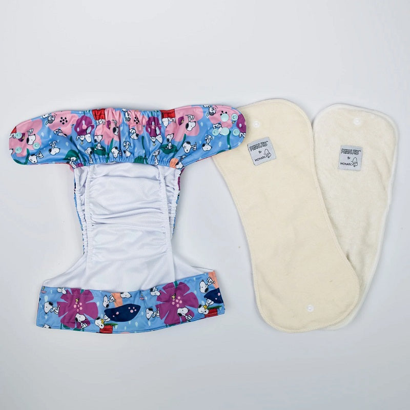 Monarch Classic Reusable Cloth Nappy 2.0 With Snaps - Snoopy In Bloom