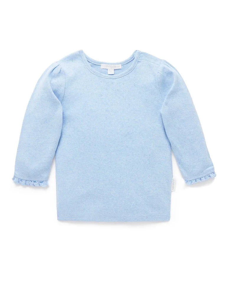 Purebaby Pointelle Rib Layering Top - Icicle Melange