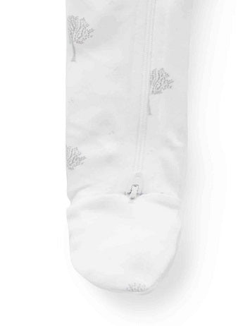 Purebaby Organic Zip Growsuit - Pale Grey Tree