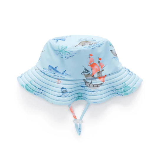 Purebaby Boys Broad Brim Hat - Pirate Ship Print