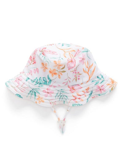 Purebaby Girls Broad Brim Hat - Tropicana Print