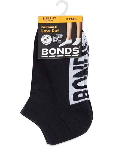 Bonds Kids Cushioned Low Cut Socks 3 Pack - School Navy