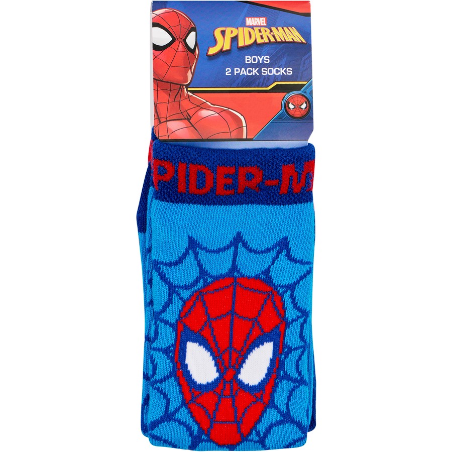 Bonds Boys Spiderman Crew Socks 2 Pack - Blue & Red