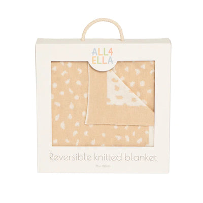 All 4 Ella Reversible Blanket - Beige Dots